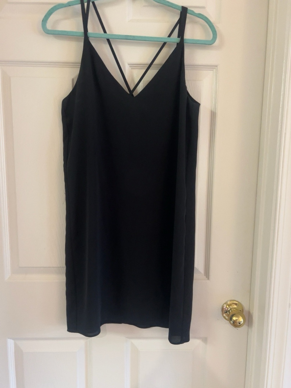 Topshop Black Strappy Back Shift Dress | US 6 | Sleeveless Mini Dress